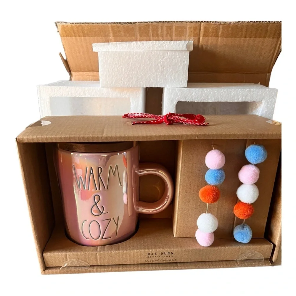 Rae Dunn Artisan x Magenta Collection Warm and Cozy Mug And Garland Gift Set